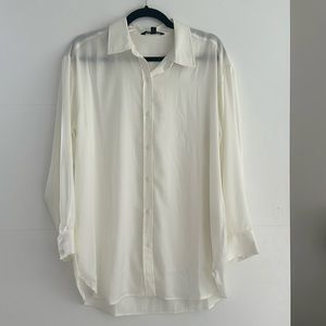 Silky off white button down shirt